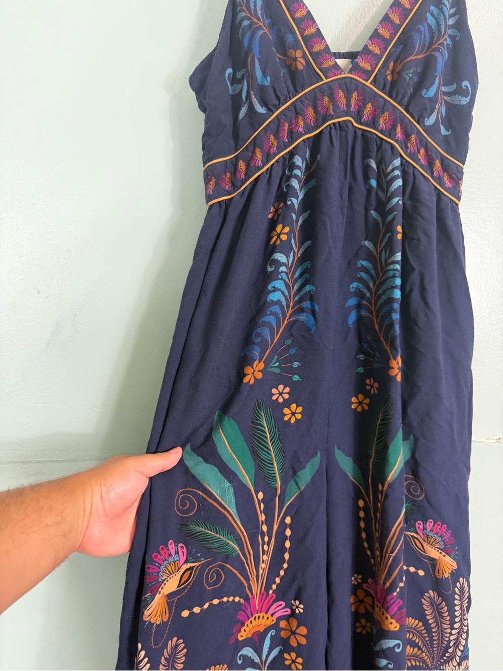 Farm Rio Anthropologie V Neck Sleeveless Floral Jumpsuit Wide Leg Medium - Picture 5 of 8